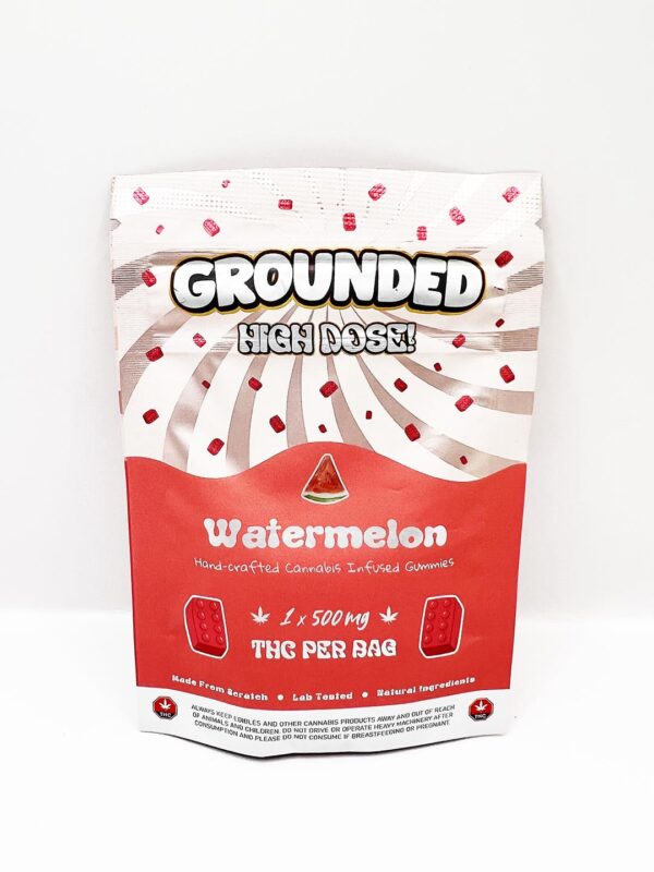 grounded-watermelon2 Grounded High Dose — Gummies — Watermelon 500mg THC Mega Dose (1 piece)